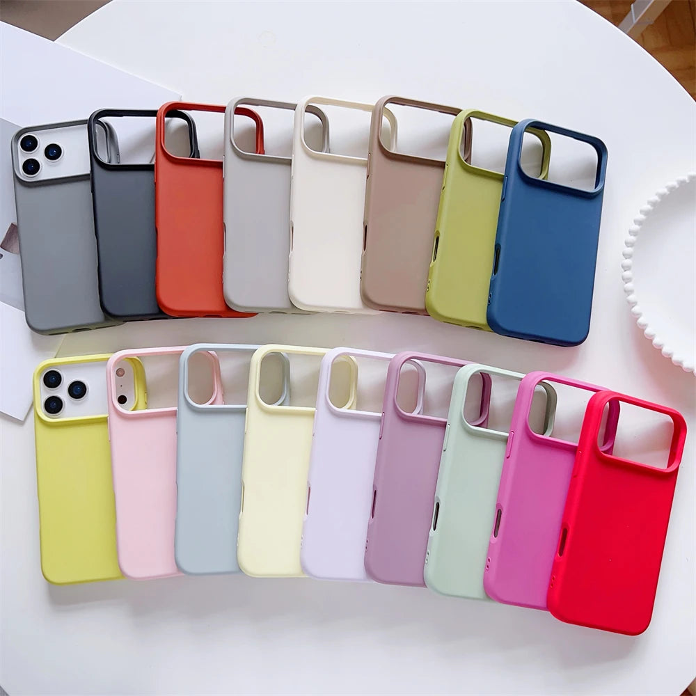 Matte Candy Color Phone Case for iPhone 17 Air 16 16E 15 Pro Max Liquid Silicone Shockproof Protection Skin Feeling Solid Cover