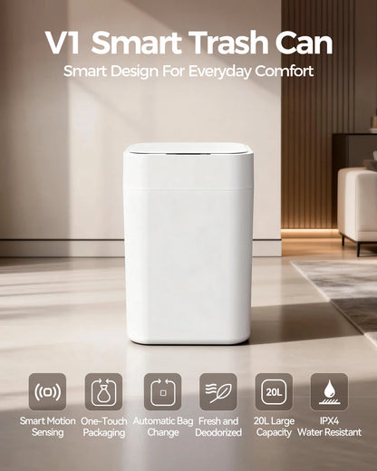 20L/30L Automatic Self Changing Trash Can Self Sealing Self Bagging Motion Sensor Touchless Smart Garbage Can with Lid for Kitchen Bathroom Bedroom Office Odor-Sealing Design