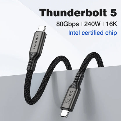 UGOURD 80Gbps Thunderbolt 5 Cable Certified Chip USB-C Thunderbolt5 2m 0.3m 120Gbps 240W 16K for MacBook M.2 Hard Drive USB4-V2