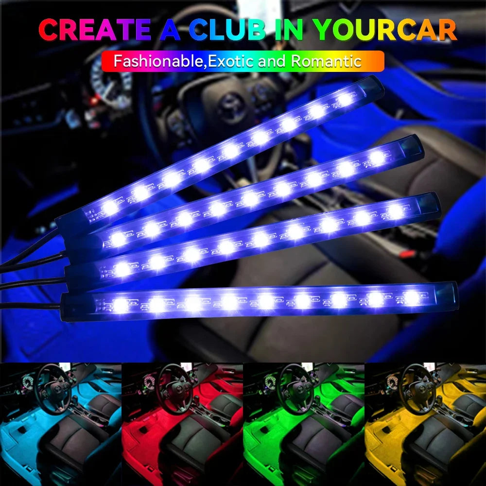 RGB Car Interior Ambient LED Light with Music Sync and App Control