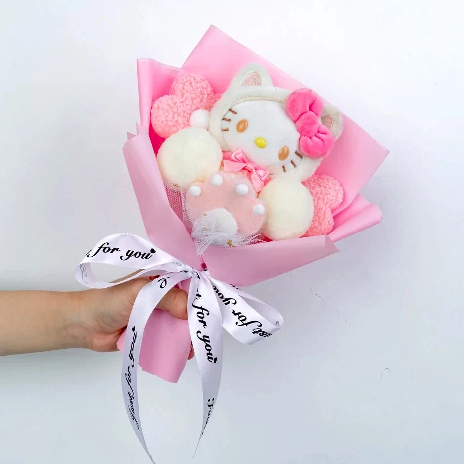 Hello Kitty Cartoon Plush Bouquet  Anime Rose Flowers Doll Home Wedding Decoration Christmas Valentine's Day Gift