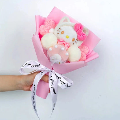 Hello Kitty Cartoon Plush Bouquet  Anime Rose Flowers Doll Home Wedding Decoration Christmas Valentine's Day Gift
