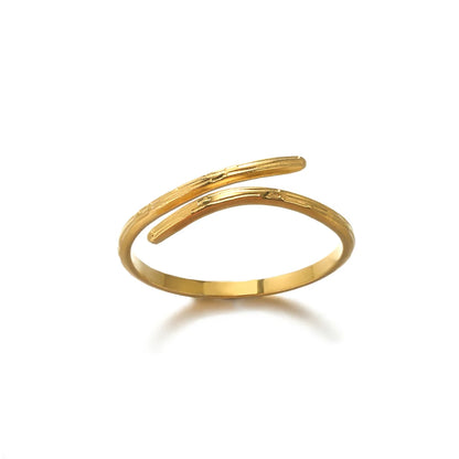 316L Stainless Steel Geometric Open Ring – Gold Color Waterproof Wedding Band