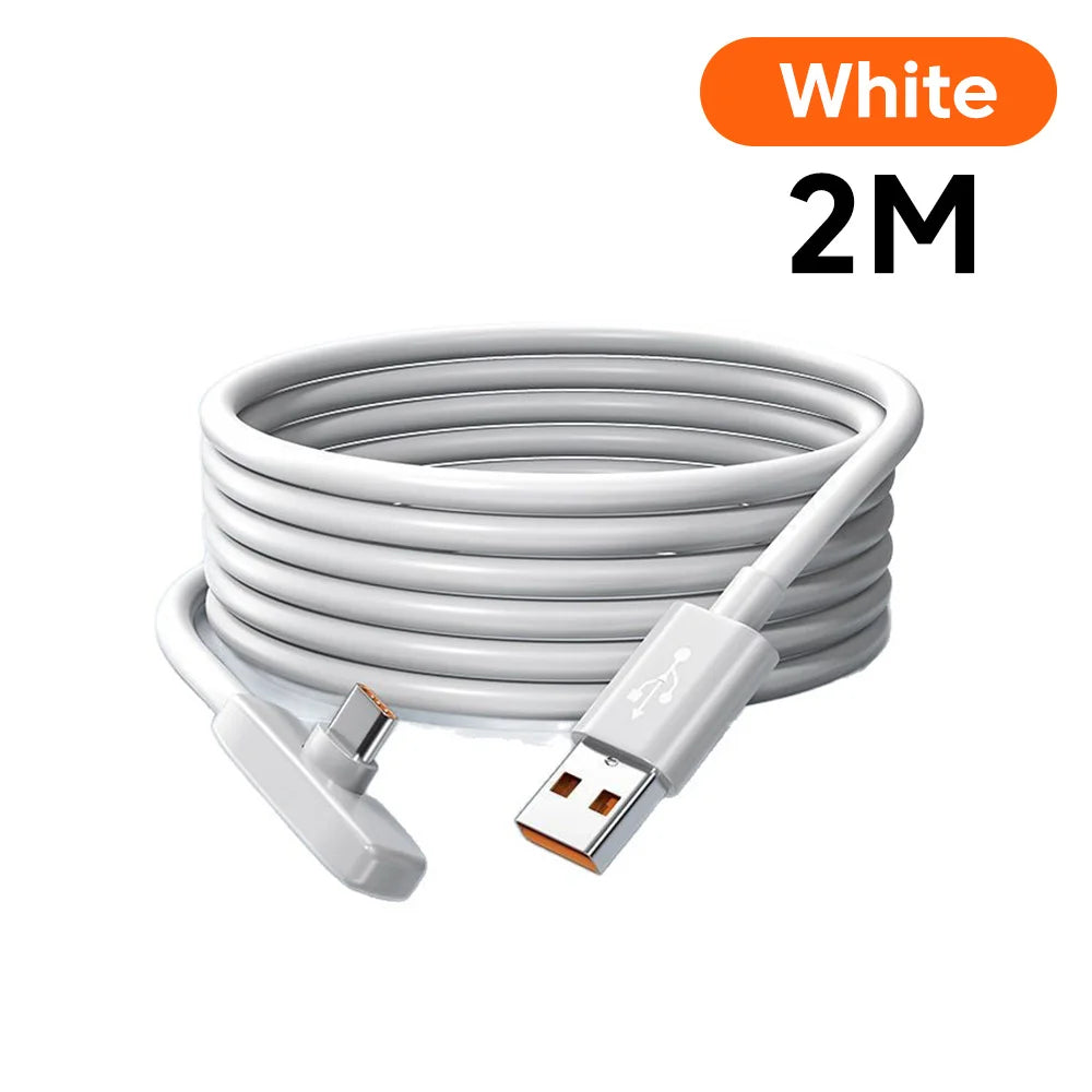 100W USB to Type C Fast Charging  90° Elbow Data Cable PD USB C Super Charging Game Cable for Samsung S23 S22 Huawei POCO Realme