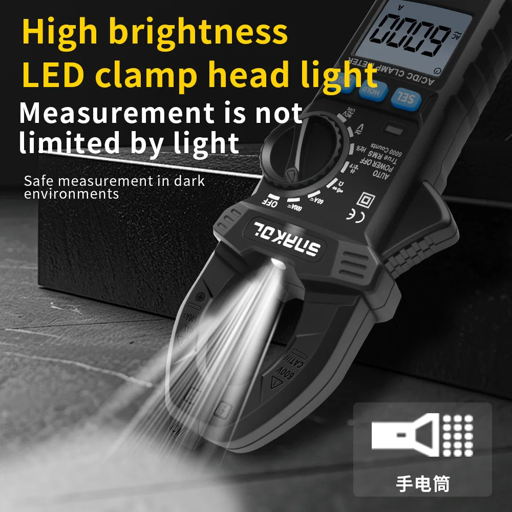 SNAKOL AC DC Current Clamp Meter 600A Digital Ammeter Pliers True RMS Multimeter Professional Electrical Multitester Tool