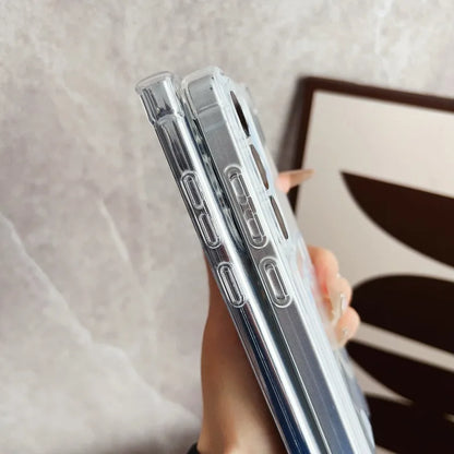 Luxury Soft Transparent Card Holder Bag Phone Case For Samsung Galaxy S25 S24 S23 S22 S21 S20 FE Note 20 Ultra Shockproof Cover