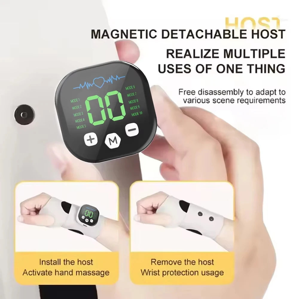 Electric Hand Massager EMS Microcurrent Cordless Wristband 10 Mode Vibration Massage 29 Level Wrist Massager Wrist Support Brace