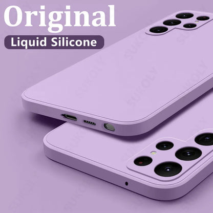 Case For Samsung Galaxy S26 S24 S23 S22 S25 Ultra S24 FE A57 A56 A55 A16 A17 5G S25 Edge Shockproof Liquid Silicone Phone Cover