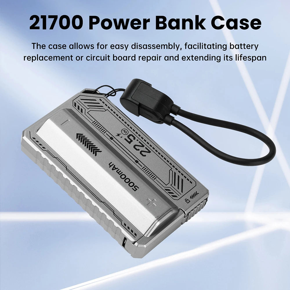 21700 Battery Holder Power Bank Case PD 20W Fast Charging Built-in Cable Detachable Power Bank DIY Battery Case
