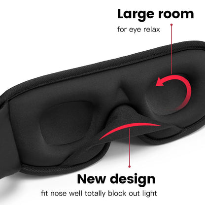 3D Contoured Sleep Mask – Light Blocking Travel Eye Mask