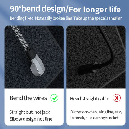 PD 60W Fast Charging Cable Type C To Type C 90 Degree USB C Quick Charger For Tesla Samsung Xiaomi Huawei With Data Transfer
