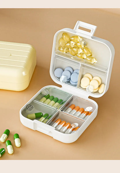 7 Grids Compact Mini Pill Case Double Sealed Medicine Container Weekly Split Lockable Drug Storage Daily Pill Organizer