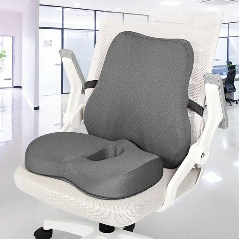 Orthopedic Memory Foam Seat Cushion Set, Coccyx Support Cushion, Office Chair, Waist, Back, Lumbar, Car Seat, Hip Massage Pad