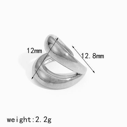 18K Gold Stainless Steel Multilayer Ear Clip – Waterproof Chunky Hoop