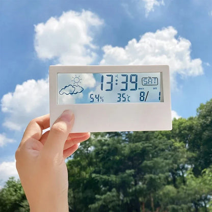 LED Thermometer Thermo-Hygrometer Multifunction Electronic Clock Temperature Humidity Meter Weather Station for Home With Alarm