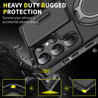 Slide Lens Protect Armor Case For Samsung Galaxy S25 Ultra S25+ S 25 Magnetic Holder Cover For Galaxy S25 Plus S25ultra Funda