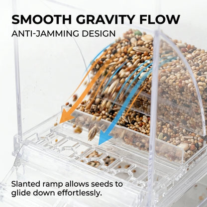 No Mess Automatic Bird Feeder Clear Acrylic Seed Dispenser Spill-Proof Parrot Feeder Cage Accessories for Budgies Parakeet Cockatiel Finch