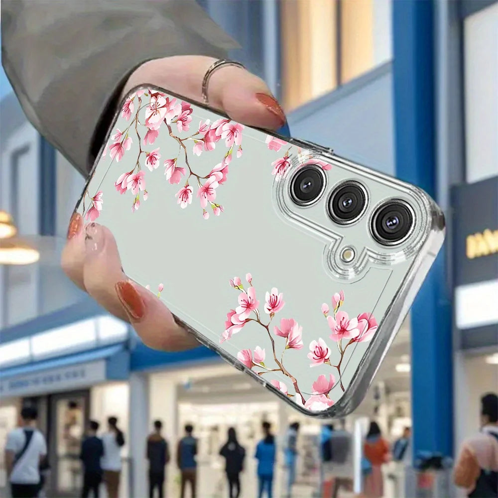 Plum Flower Samsung Galaxy Case – Soft TPU Cover for S21–S26 and A Series