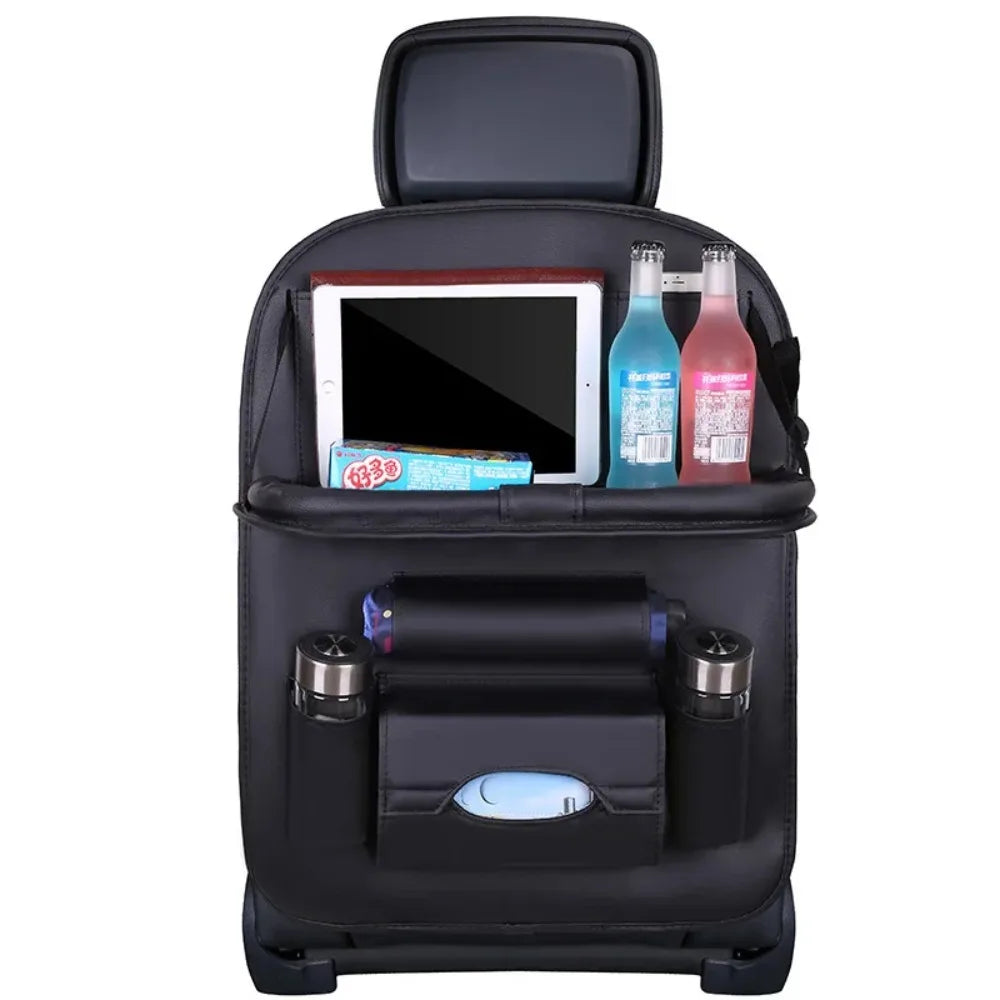 Car Back Seat Storage Holder Multi-Pocket Waterproof Organizer Large Capacit with Foldable Tray Cup/Tissue Holder Storage Pocket