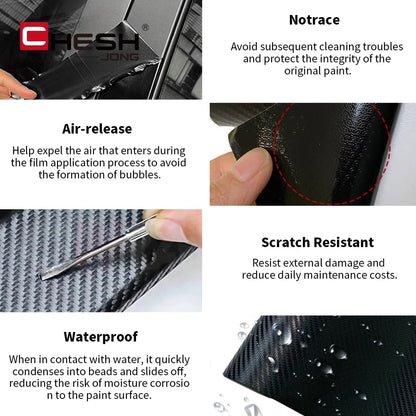 3D Carbon Fiber Car Sticker Paste Protector Glossy Black Vinyl Wrap Film Car Wrap Sheet Film Waterproof Protection Accessories