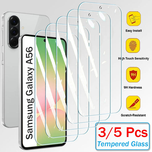 3/5Pcs Tempered Glass For Samsung Galaxy A56 Screen Protectors Protective Glass Film