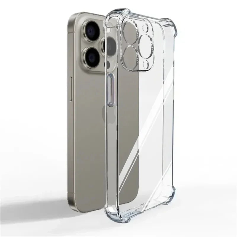 Luxury Shockproof Clear Silicone iPhone Case – Transparent Soft Cover for iPhone 7–17 Series