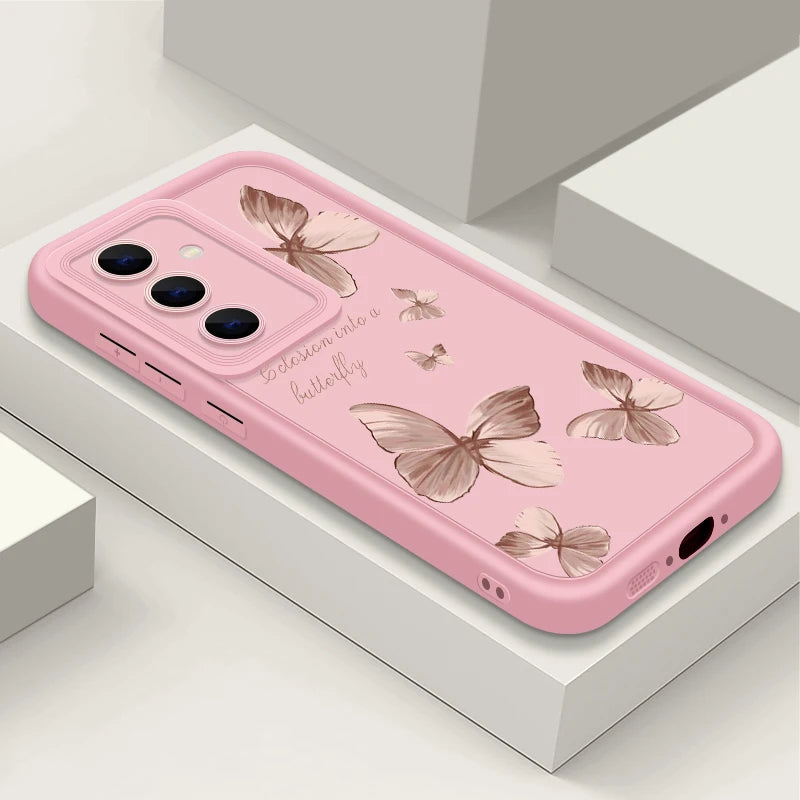 Gold Butterfly Soft TPU Case For Samsung Galaxy A57 A55 A17 A15 A56 A16 A35 A25 5G S26 S25 S24 S23 S22 Ultra S23 FE Phone Cover
