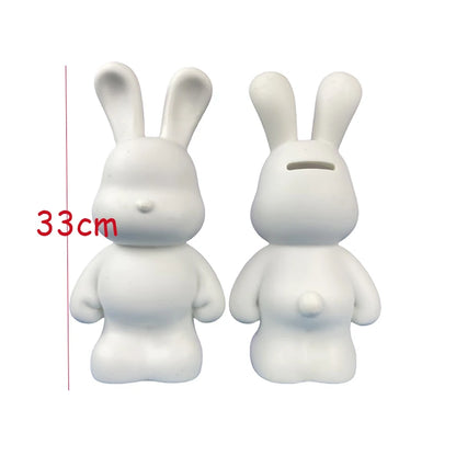 New DIY Paint Fluid Animal Bear Rabbit Lucky Dragon White Hand Painted Home Decoration Doll Toy Statue Deposit Can Handmade Gift