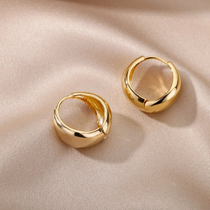 Heart Stainless Steel Earrings for Women – Gold Color Hoop Earring with Zircon, Waterproof & Trendy