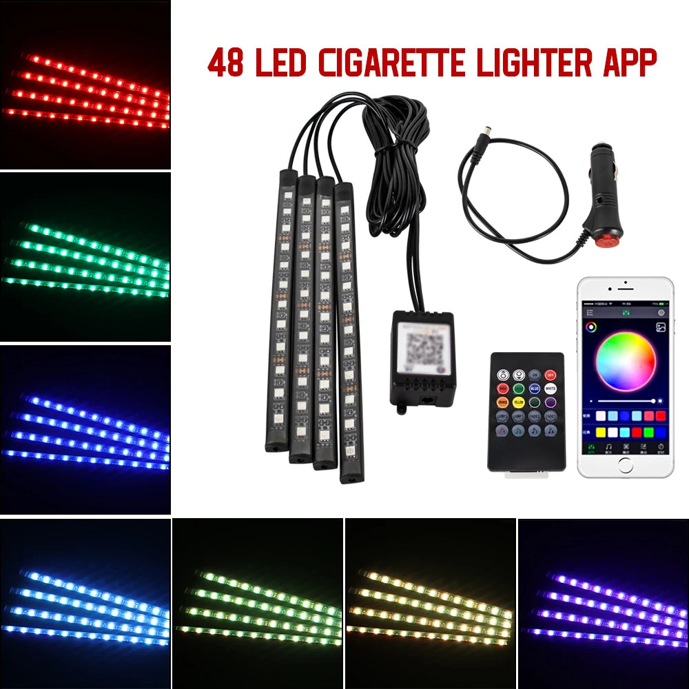 RGB Car Interior Ambient LED Light with Music Sync and App Control