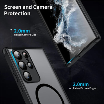 Luxury for Magsafe Wireless Charge Case For Samsung Galaxy S20 S21 S22 S23 FE S24 S25 Plus S25 Ultra Shockproof Matte Clear Case
