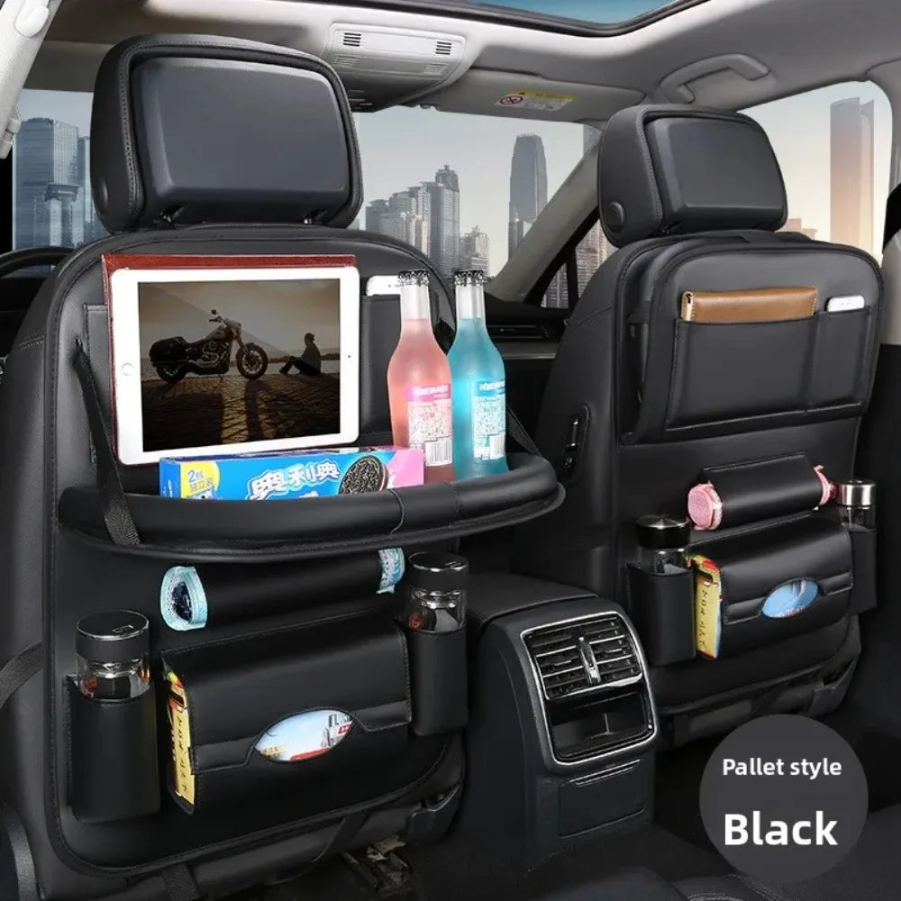 Car Back Seat Storage Holder Multi-Pocket Waterproof Organizer Large Capacit with Foldable Tray Cup/Tissue Holder Storage Pocket