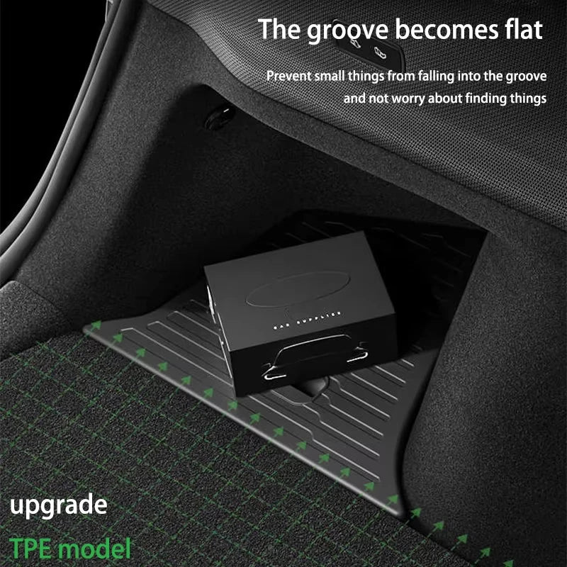 For Tesla Model Y Juniper 2026 2025 Trunk Side Storage Box Rear Trunk Organizer Flocking Mat Partition Anti-dirty Accessories
