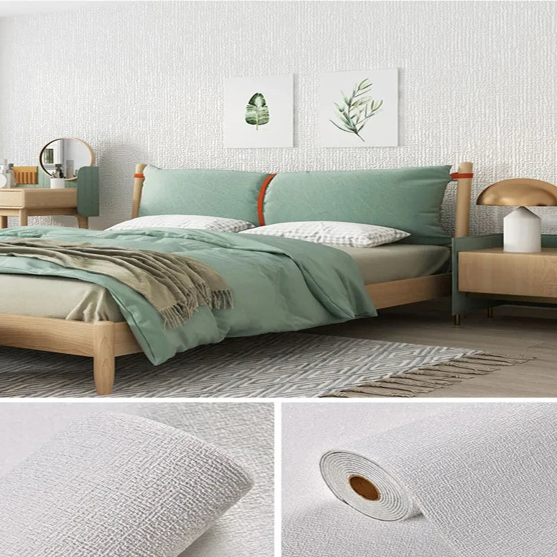 Linen 3D Foam Self-adhesive PVC Solid Color Thickened Waterproof Background Wall Renovation Wallpaper Wall Stickers Home Decor