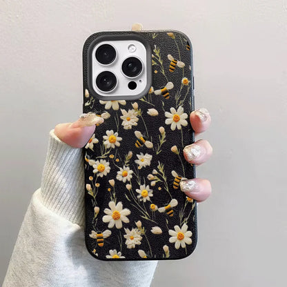 Phone Case For IPhone 17 Air 16E 11 12 14 13 15 16 17 Pro Max IPhone17 Cute Flowers Floral Love Heart Silicone Leather PU Cover