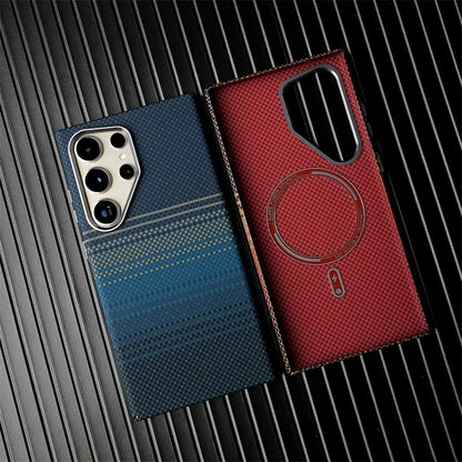 For Samsung Galaxy S26Ultra S26 S25 S24 S23 Ultra Plus Carbon Fiber Texture MagSafe Case Wireless Charging Alloy Lens Hard Cover