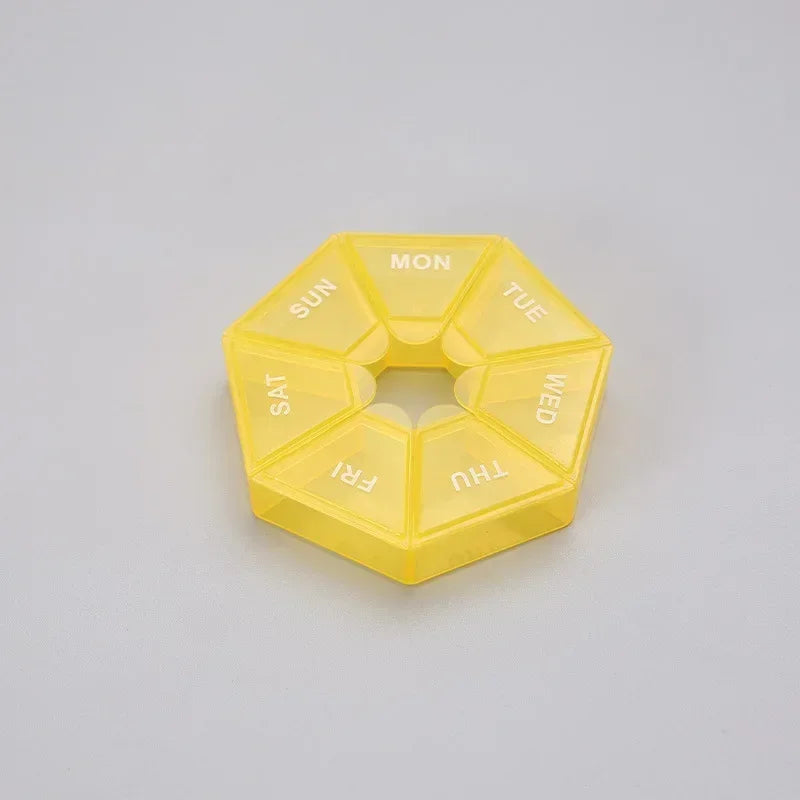 1/2/3Pcs A Week 7 Corners Pill Box Round 7 Boxes For One Week Small Pill Box Mini 7 Days Portable Points Medicine Jewelry Box