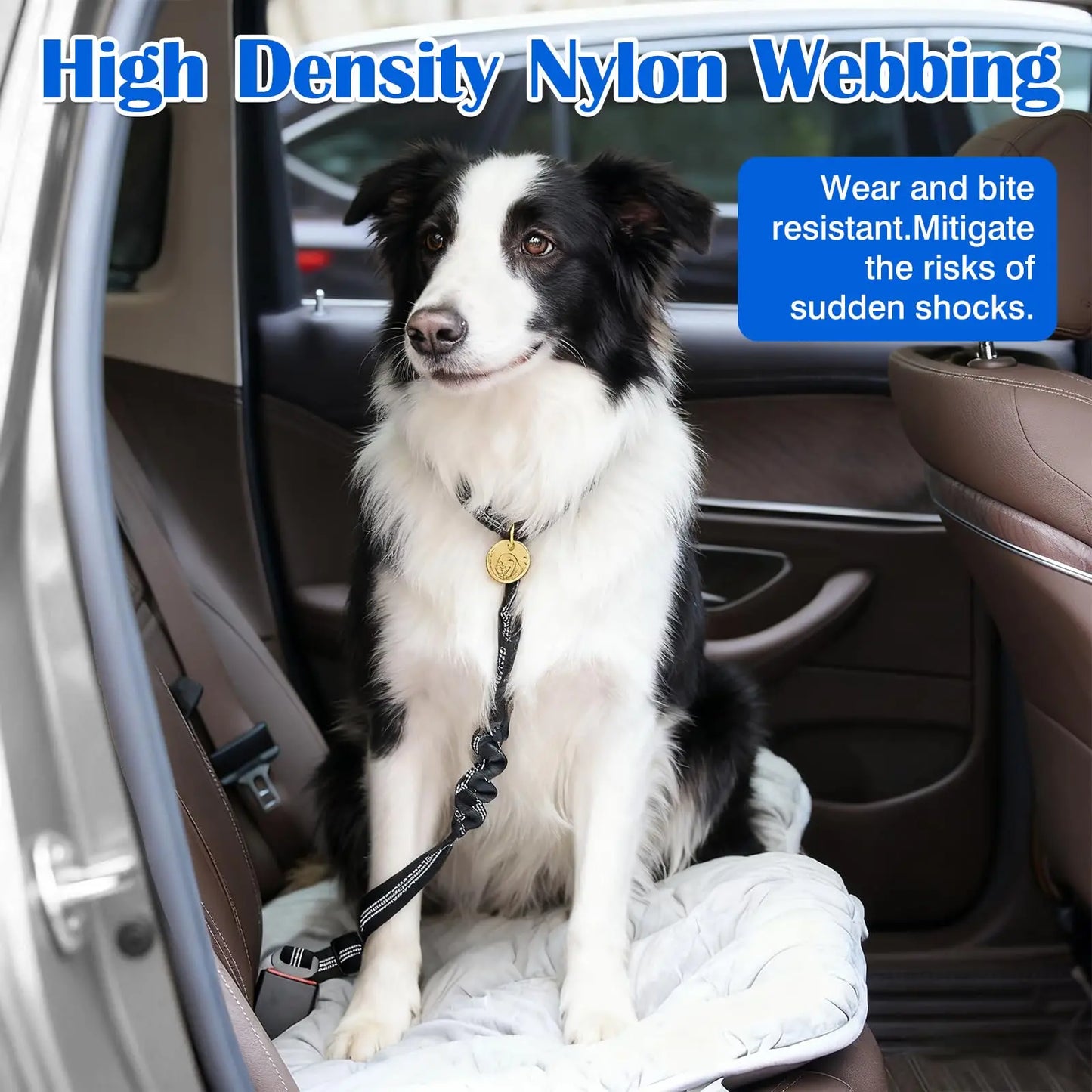 High Grade Dog Car Safety Belt Dog Safety Belt with Damping Belt and Reflective Line Adjustable Length Suitable Any Dog 1PCS