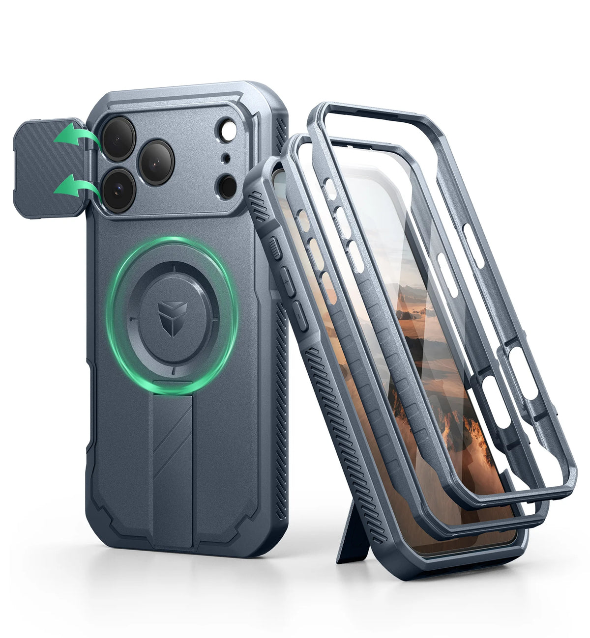 DEXNOR For iPhone 17 Pro Max Case with Camera Cover & Adjustable Kickstand Compatible With MagSafe Shockproof Magnetic Protective Cover