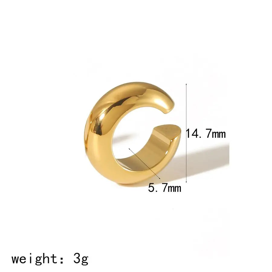 18K Gold Stainless Steel Multilayer Ear Clip – Waterproof Chunky Hoop
