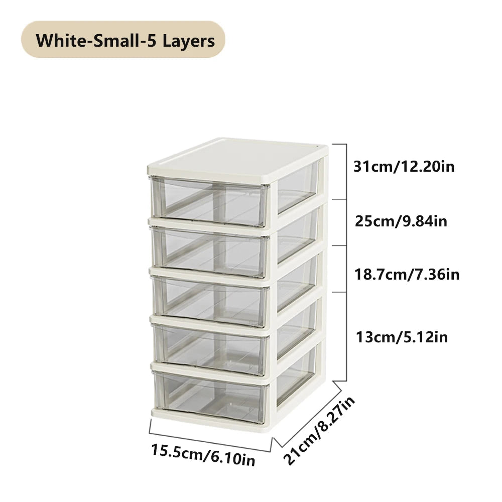 Clear Desktop Storage Box with Drawer Heightened Table Organizer Plastic Office storage cabinet  for Stationery cosmetics