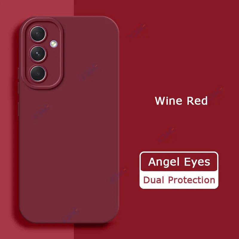 Luxury Angel Eyes Phone Case for Samsung Galaxy A54 5G Square Liquid Silicone Back Cover SamsungA54 360 Shockproof Fashion Coque