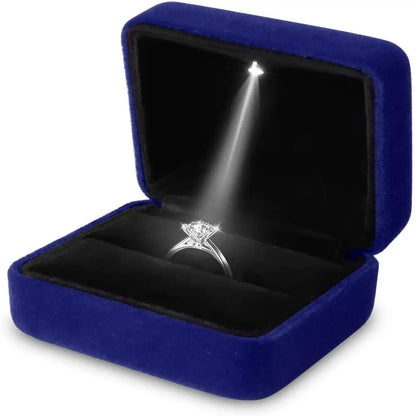 LED Jewelry Ring Box – Luxury Velvet Pendant & Necklace Display with Light for Proposal & Engagement