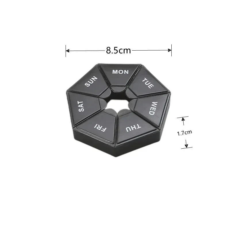 1/2/3Pcs A Week 7 Corners Pill Box Round 7 Boxes For One Week Small Pill Box Mini 7 Days Portable Points Medicine Jewelry Box