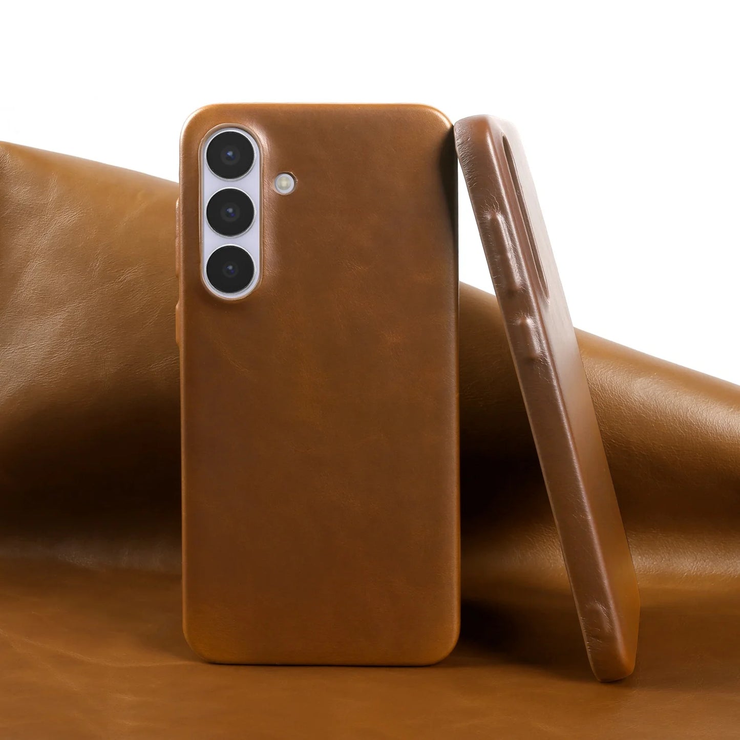 Premium Genuine Leather Back Case For Samsung Galaxy S25FE S26 S25Ultra S24 S23 S22 Business Full Covered Protective Phone Cases