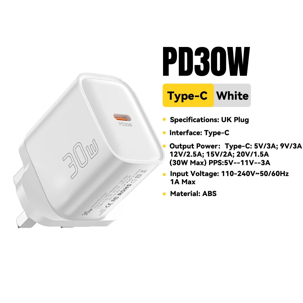 Essager Mini 30W Type C Charger PD QC3.0 Fast Type C Charger For iPhone 16 15 14 13 Pro Samsung S25 Xiaomi iPad Travel Adapter