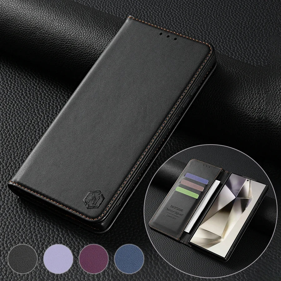 Wallet Strong Magnetic Card Slot Flip Leather Case For Samsung Galaxy S25 Ultra S24 Plus S23 S22 S21 S20 FE A15 A16 A36 A55 A56