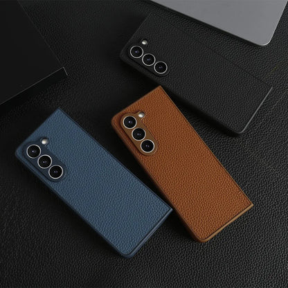 For Case Samsung Galaxy Z Fold 5 Fold4 Fold3 Fundas Luxury Litchi Genuine Leather Cases for Galaxy Fold5 Phone Cover Coque Shell