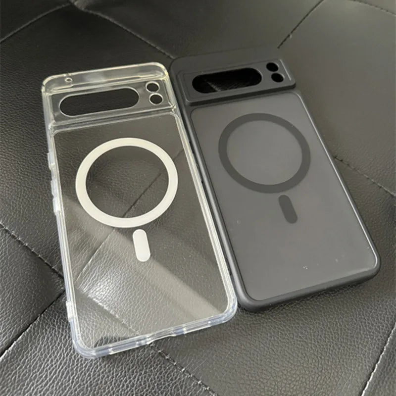 Clear Shockproof PC+TPU Magsafe Case For Google Pixel 10 9 Pro XL 8 7 6 Pro 9a 8a 7a 6a Frosted Magnetic Wireless Charging Cover