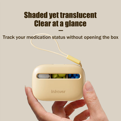 3-Compartment Airtight Waterproof Portable Pill Case with Lanyard, Semi-Transparent Moisture-Resistant Daily Pill Organizer